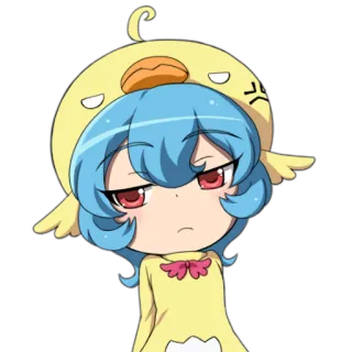 😒 Anime, Chibi, Dễ thương, Nhân vật, Vàng, Tóc xanh, Phim hoạt hình whatsapp sticker