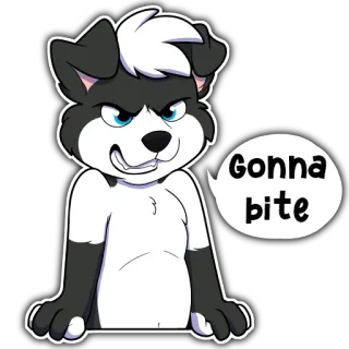 🤬 Gonna bite dog, animal, furry, bite, cartoon, sticker whatsapp sticker