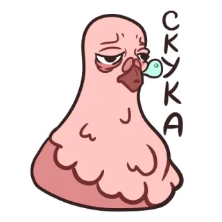 🥱 СКУКА entediado, pássaro, lento, adesivo, desenho animado, rosa, triste, deprimido telegram sticker
