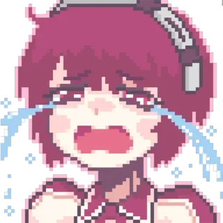 😭 аниме, пиксель арт, плачущий, грустный, девушка, слезы telegram sticker