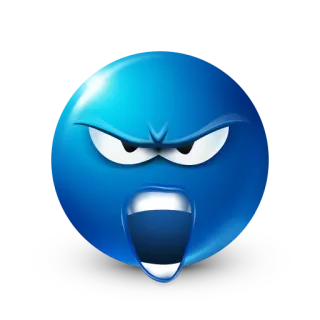 😤 enojado, azul, emoji, expresión, frustrado, gritando whatsapp sticker