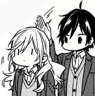 🖤 Anime, Manga, Paar, Chibi, Niedlich, High Five telegram sticker
