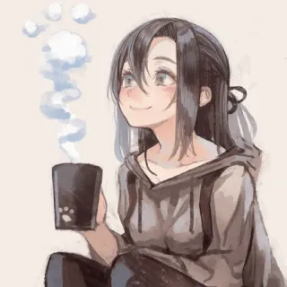 ☕️ ragazza anime, caffè, kawaii, cartone animato, ragazza, carina telegram sticker
