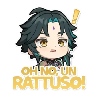 😮 Xiao Genshin Impact OH NO, UN RATTUSO! Anime, Manga, Spiel, Chibi, Reaktion, Italienisch, Lustig telegram sticker