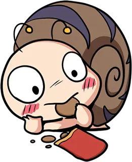 🍪 caracol, comiendo, dibujos animados, lindo, animal, personaje whatsapp sticker