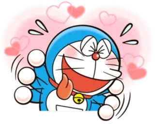 😛 Doraemon doraemon, dibujos animados, gato, robot, lindo, corazones, feliz telegram sticker