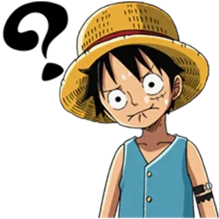 ❓ Monkey D. Luffy One Piece anime, one piece, luffy, cartoon, straw hat, pirate telegram sticker