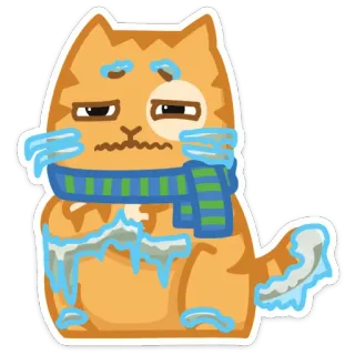 🥶 chat, froid, hiver, gelé, écharpe, triste telegram sticker