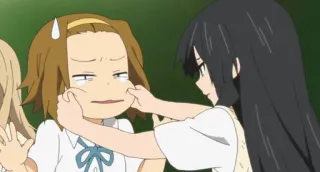 🌟 anime, k-on, cartoon, character, friendship, pinching cheeks telegram sticker