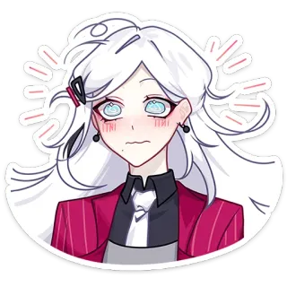 😬 anime, cartoon, sticker, duizelig, vrouw, blozen, portret telegram sticker