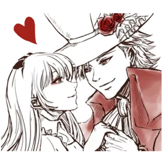 ❤️ romance, love, couple, affection, top hat, manga, anime telegram sticker