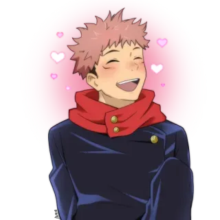 💕 Yuji Itadori Jujutsu Kaisen Anime, Serca, Uśmiech, Chłopak, Słodkie, Manga whatsapp sticker