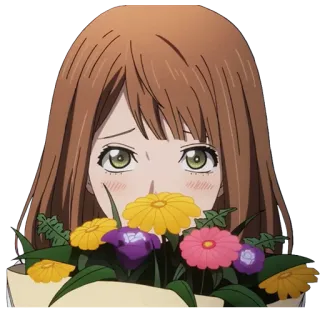💐 อนิเมะ, ผู้หญิง, ดอกไม้, การ์ตูน, สติกเกอร์ telegram sticker