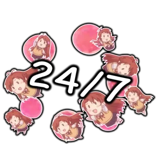 🌐 24/7 24/7, Anime, Lucu, Seni digital, Kartun telegram sticker