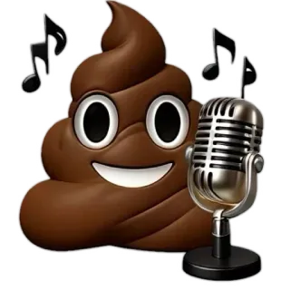 💩 biểu tượng cảm xúc ị, micrô, âm nhạc, ca hát, biểu tượng cảm xúc, hài hước whatsapp sticker