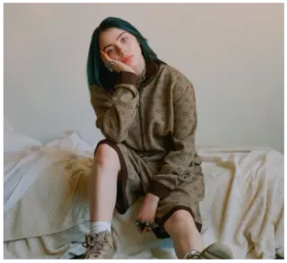🤔 Billie Eilish 比莉·艾利什, 歌手, 名人, 音乐, 肖像, 时尚 telegram sticker