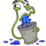 🤮 การ์ตูน, สัตว์ประหลาด, ถัง, สี, ตาโต, ตลก telegram sticker