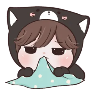 😼 kawaii, süß, verschlafen, Cartoon, Anime, Bär, Decke telegram sticker