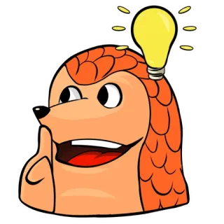 💡 erizo, idea, bombilla, pensando, lindo, dibujos animados whatsapp sticker