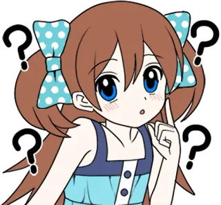 🧐 Anime, Znak zapytania, Myślenie, Ciekawy, Dziewczyna, Kreskówka telegram sticker