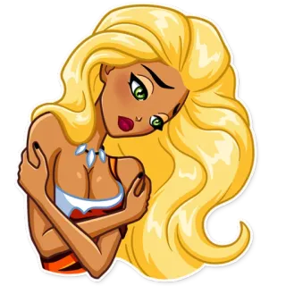 😞 femme, blonde, dessin animé, sexy, collier whatsapp sticker