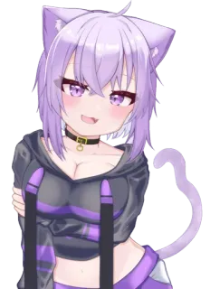 😍 anime, cat girl, kemonomimi, cute, purple hair, cartoon, manga telegram sticker