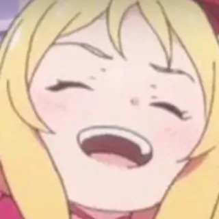 😆 anime, desenho animado, menina, sorrindo, cabelo loiro, sardas telegram sticker