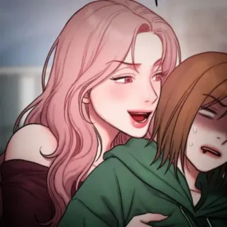 👙 Cartoon, Frau, Umarmung, Freundschaft, Figur, Illustration telegram sticker