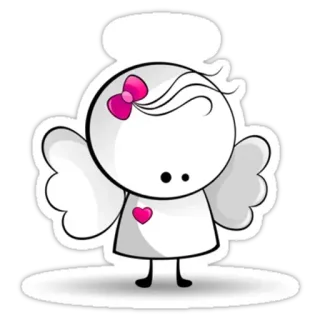 ❤ engel, schattig, cartoon, vleugels, roze strik telegram sticker