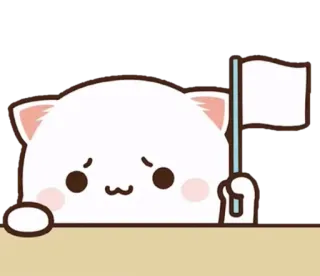 🏳 Katze, weiße Flagge, Aufgabe, Cartoon, süß, Frieden telegram sticker