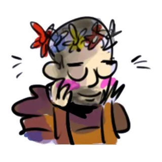 😊 character, drawing, flower crown, sketch, cartoon telegram sticker