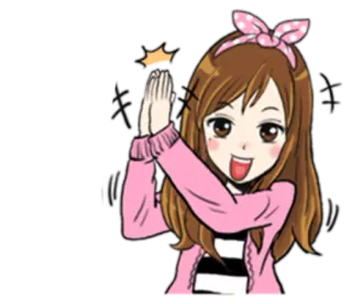 👏 cartoon, girl, anime, kawaii, happy, cute telegram sticker