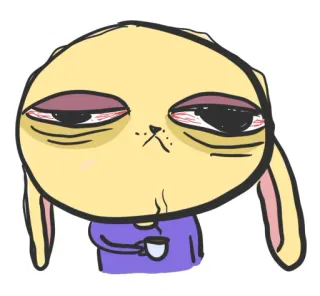 😴 coelho, exausto, café, cansado, desenho animado, animal, sonolento telegram sticker