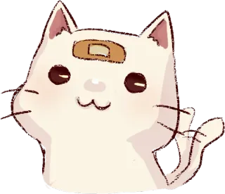 🤕 cat, sticker, cute, animal, bandaid, waving telegram sticker