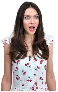 😃 femme, surprise, choc, motif cerises, portrait, expression du visage telegram sticker