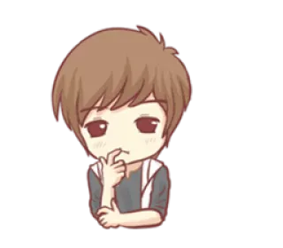 🤔 Anime, Menino, Chibi, Pensando, Desenho animado, Fofo, Kawaii telegram sticker