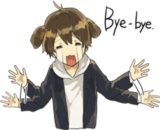 👋 Bye-bye Kartun, Anime, Selamat tinggal, Sampai jumpa, Sedih, Menangis telegram sticker