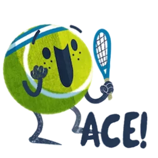 😆 ACE! Tenis, Bola, Olahraga, As, Permainan telegram sticker