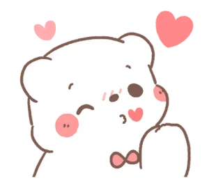 💬 urso, fofo, kawaii, coração, desenho animado, animal telegram sticker