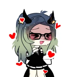 💗 Anime, Chica, Kawaii, Lindo, Corazón, Sticker, Dibujo animado, Demonio whatsapp sticker