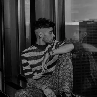 ⚖ Zayn Malik Зейн Малик, певец, черно-белое, портрет, знаменитость, татуировки telegram sticker