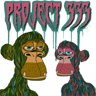 🦧 PROJECT 333 mono, Bored Ape, NFT, dibujo animado, arte, arte digital whatsapp sticker