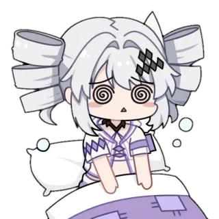 🥱 アニメ, ちび, 眠い, 目が回る, 漫画 telegram sticker