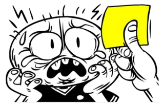 🛂 Gesicht, Gelbe Karte, Cartoon, Emotion, Schweiß telegram sticker