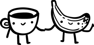 🍌 café, banane, mignon, kawaii, nourriture, boisson telegram sticker