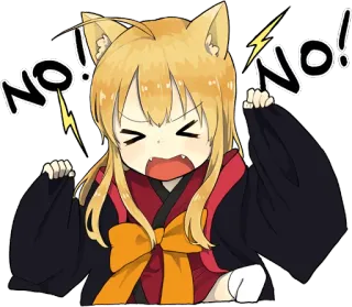 👎 NO! NO! Anime Mädchen, Katzenohren, Wütend, Nein, Ablehnung, Süß, Ausruf whatsapp sticker