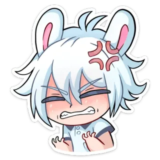 😡 Anime, Lapin, En colère, Mignon, Dessin animé telegram sticker