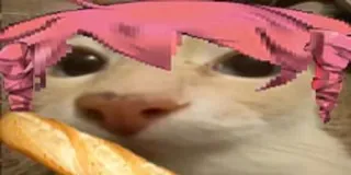 🥖 Katze, Brot, Anime, pinke Haare, lustig telegram sticker