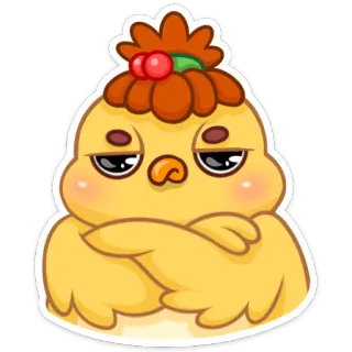 😐 poussin, mignon, dessin animé, oiseau, jaune, autocollant, animal telegram sticker