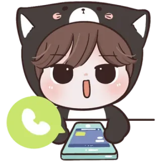☁️ kartun, panda, kawaii, panggilan, telepon, stiker whatsapp sticker